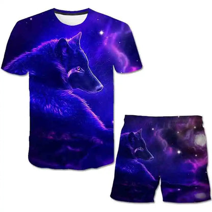 Kids Wolf Summer Clothes Sets Boys Girls