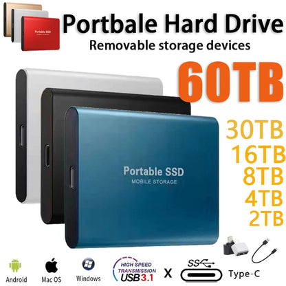 Original Mini 1TB SSD External Hard Disk Type-C/USB 3.1 High-speed 2TB Solid State Disk for Desktop/Notebook/Mac/Smartphone