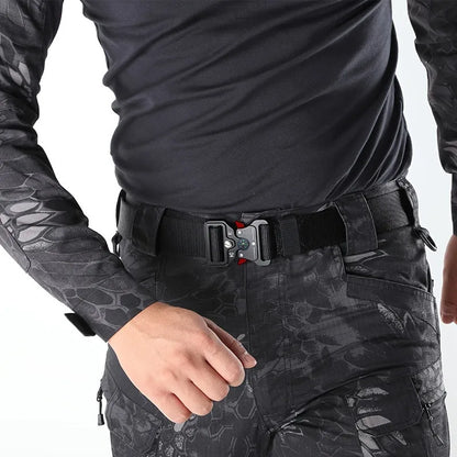 Men Belt Army Outdoor Hunting Tactical Outdoor Mountaineering Multifunctional Tactical Nylon Canvas Woven Trouser Belt