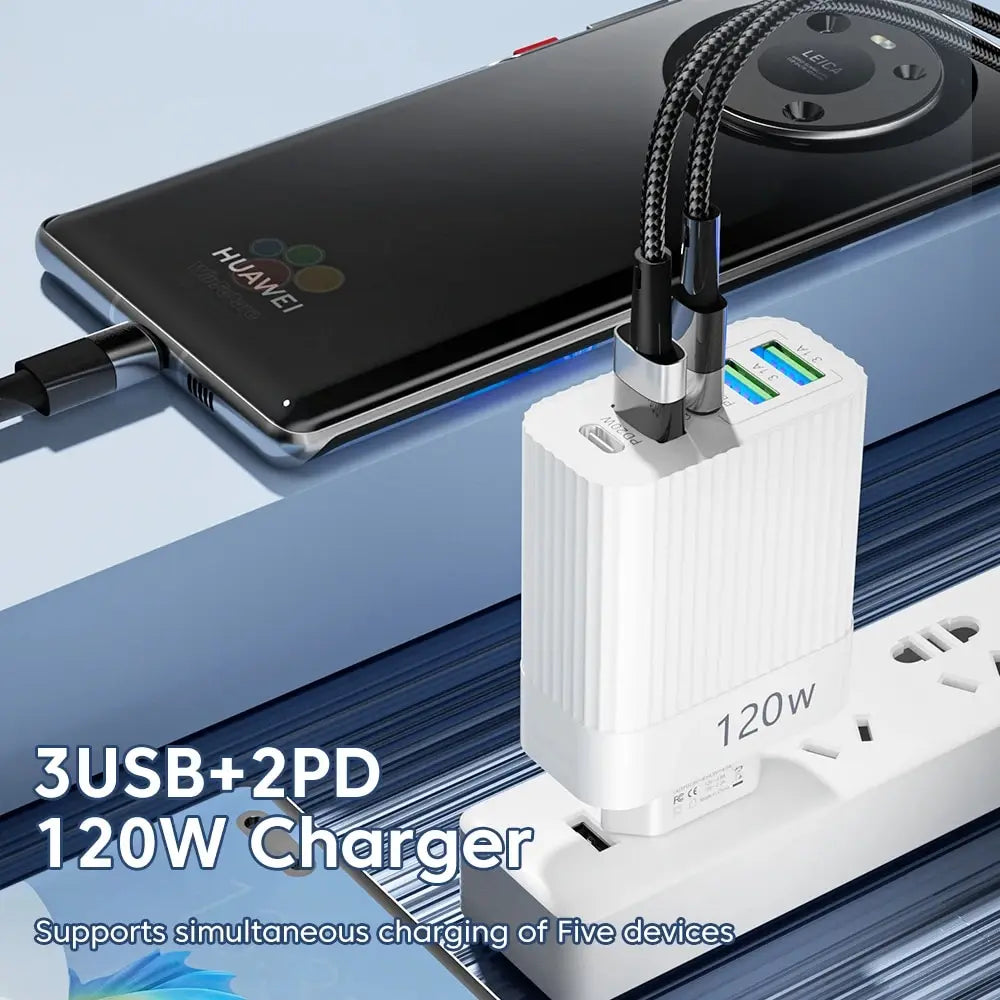 USB 120 w Fast Charger 5 Ports