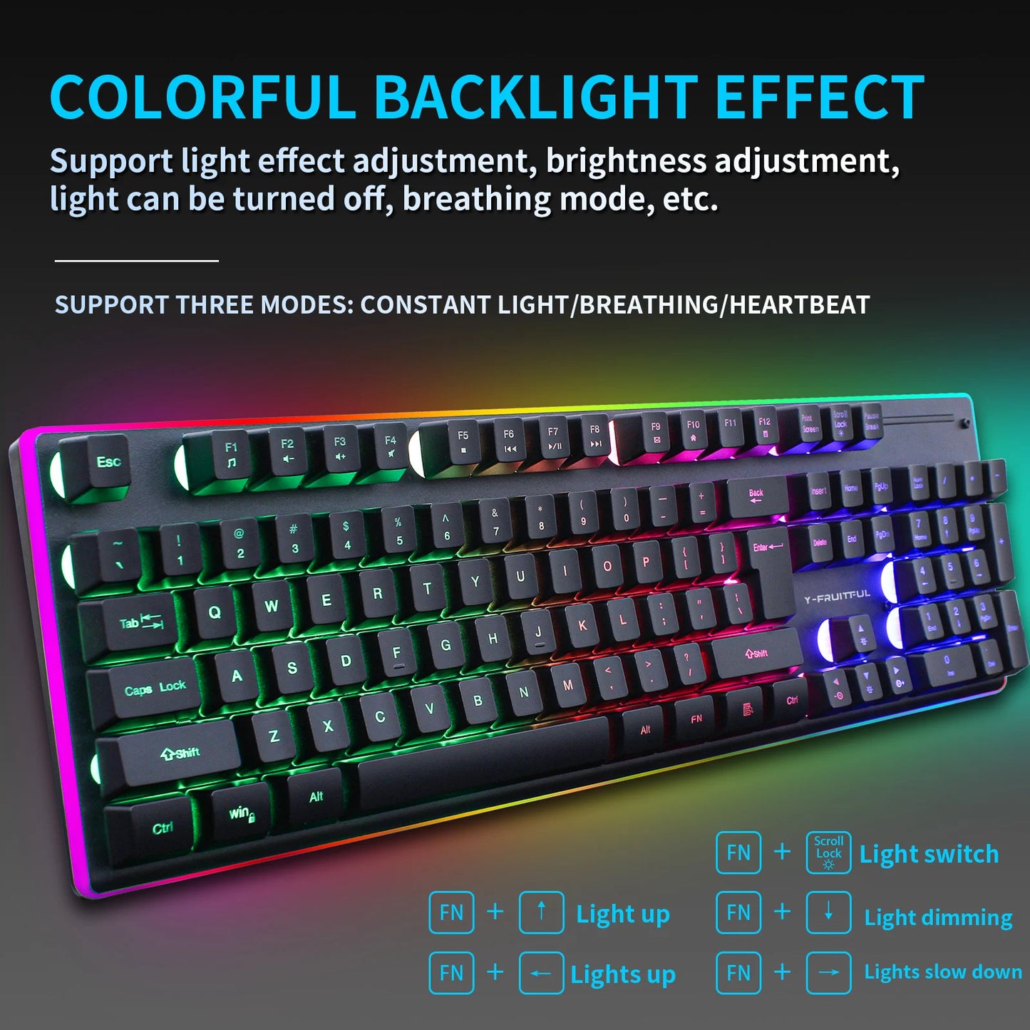 KM99G Aming Mechanical Keyboard Feel Rainbow LED Backlight USB Keyboard And Mouse Set Ergonomic For PC Laptop Computer Gamer