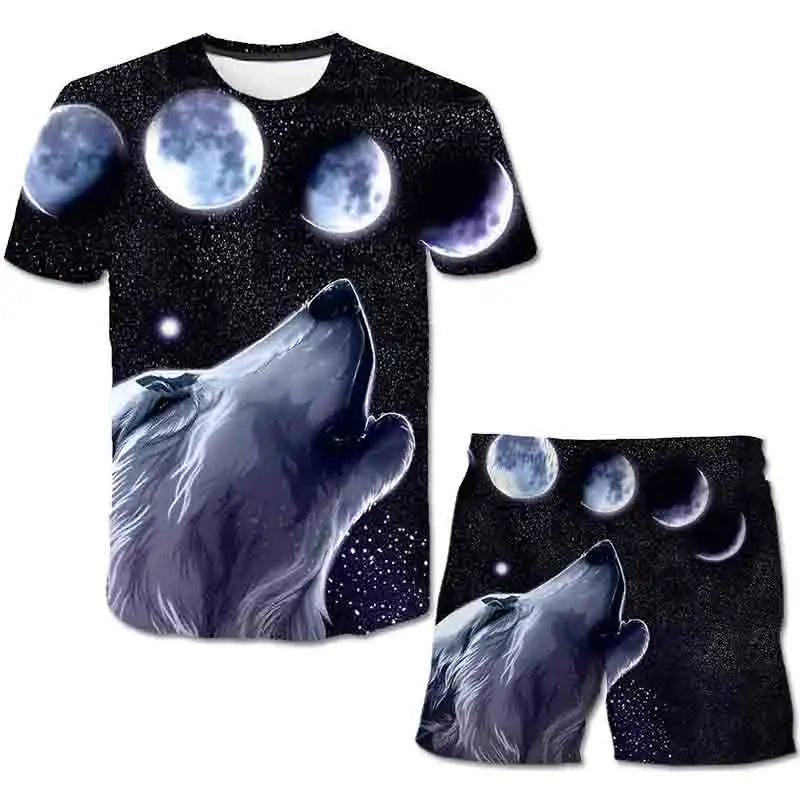 Kids Wolf Summer Clothes Sets Boys Girls