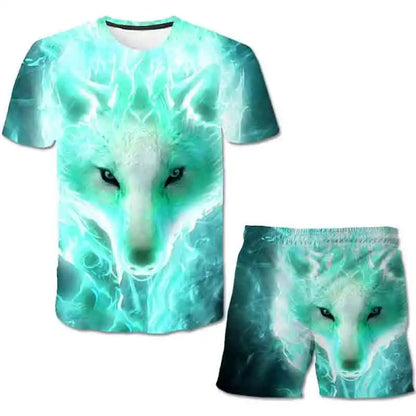 Kids Wolf Summer Clothes Sets Boys Girls