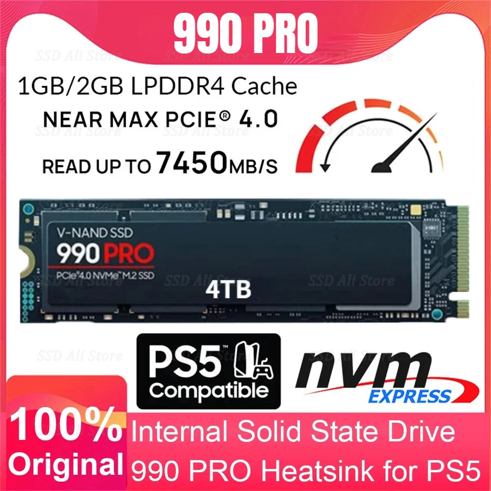 New 990PRO 8TB 4TB 2TB 1TB SSD Internal Solid State Disk M2 2280 PCIe Gen 4.0 X 4 NVMe for PlayStation 5/PS5/Laptop