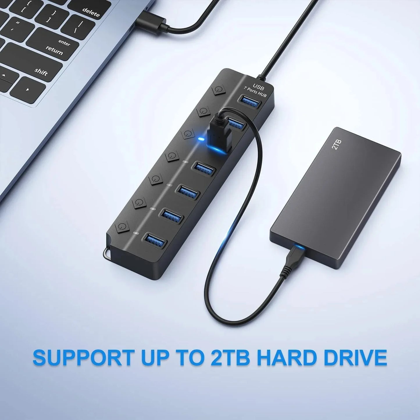 USB Hub 3.0 Multiprise USB High Speed Splitter 7 Port 5Gbps Power Adapter USB 2.0 Expander Switch for Computer Accessories