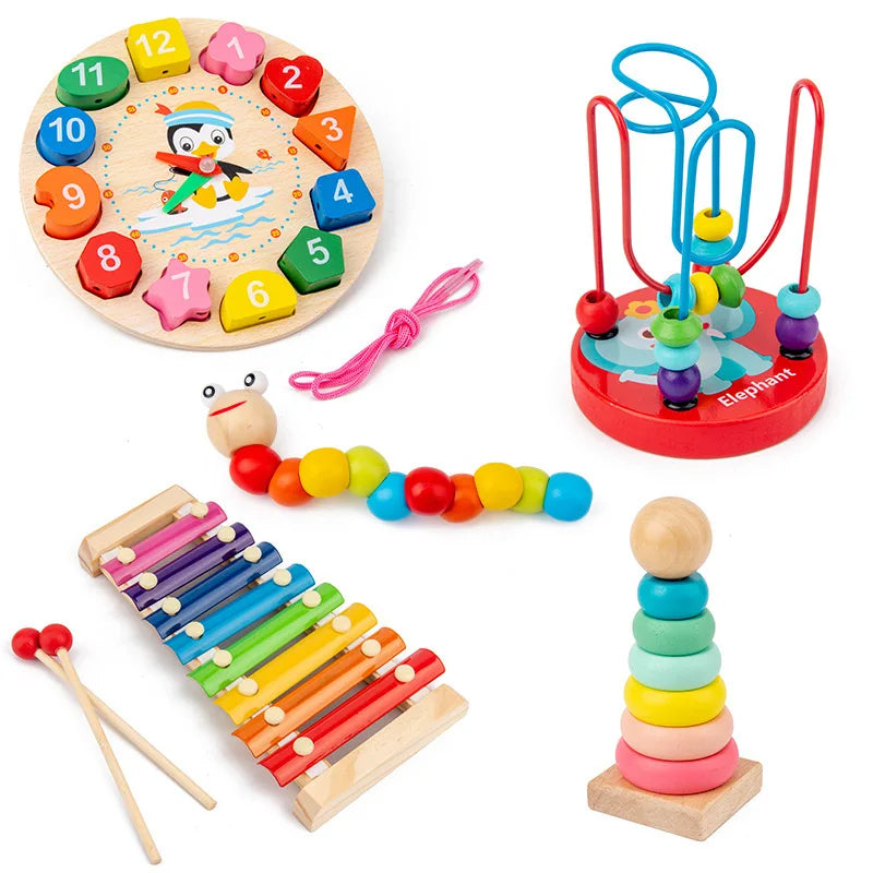 Montessori Baby Toys Kids 3D Wooden Puzzles Early Learning Baby Games Toys Educational Wooden Toys For Children Birthday Gifts