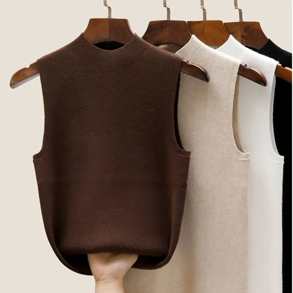 Solid Basic Women's Vest Tank Top Simple Knitted Tees T-Shirt Cropped Top Loose Elegant Women's clothing Camisole Sweater Spring