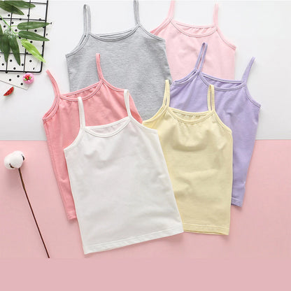 Summer Girls String Strappy Tops Tshirt Baby Children Women Cotton