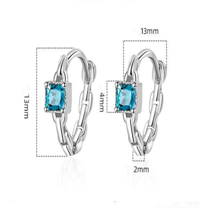 New style 925 sterling silver earrings blue zircon crystal simple geometric design jewelry for women engagement party gifts