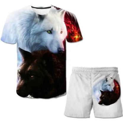 Kids Wolf Summer Clothes Sets Boys Girls