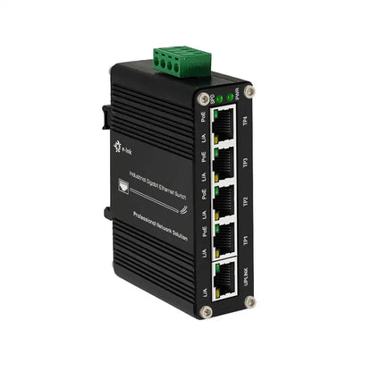 Industrial 5 Port (PoE) Gigabit Ethernet Switch 4 Port Switch with SFP 10/100/1000Mbps RJ45 DIN Rail IP40 Aluminium Case