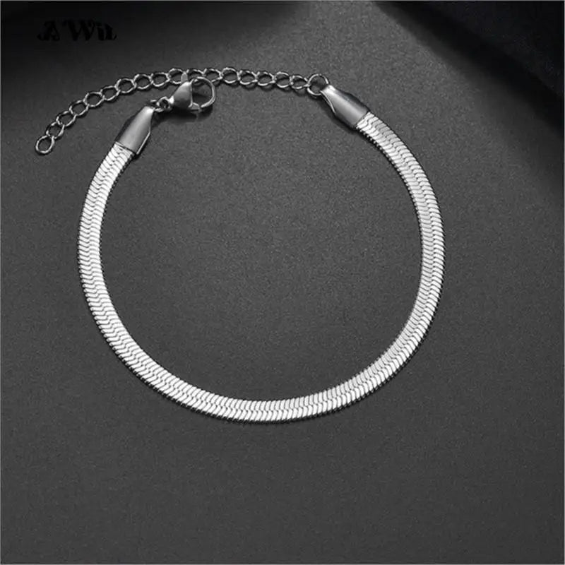 Awit Classic Snake Chain Bracelets for Women Trend Gold Plated Stainless Steel Cuban Chain Bracelet Trendy Woman Gifts Jewelry