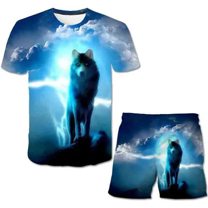 Kids Wolf Summer Clothes Sets Boys Girls