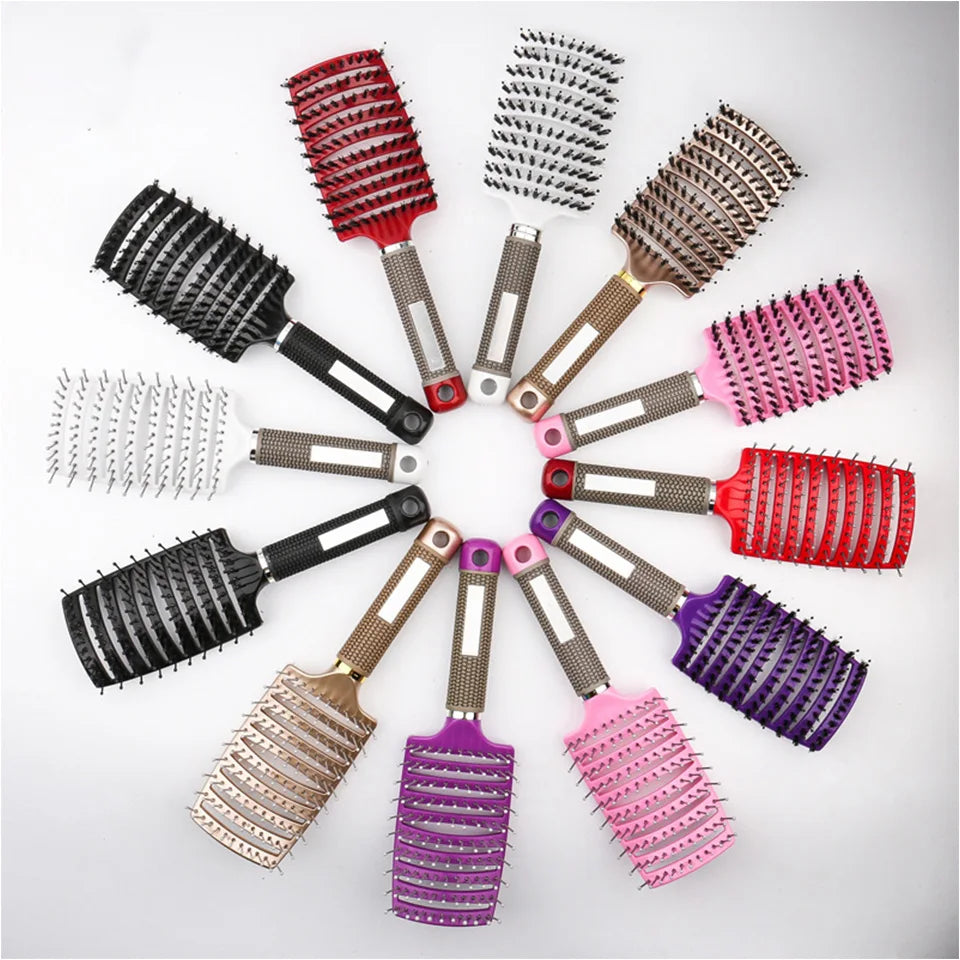 Hair Scalp Massage Comb Bristle Nylon Hairbrush Wet Curly Detangle Anti-Static Hair Brush Professional Salon Hairdressing Style