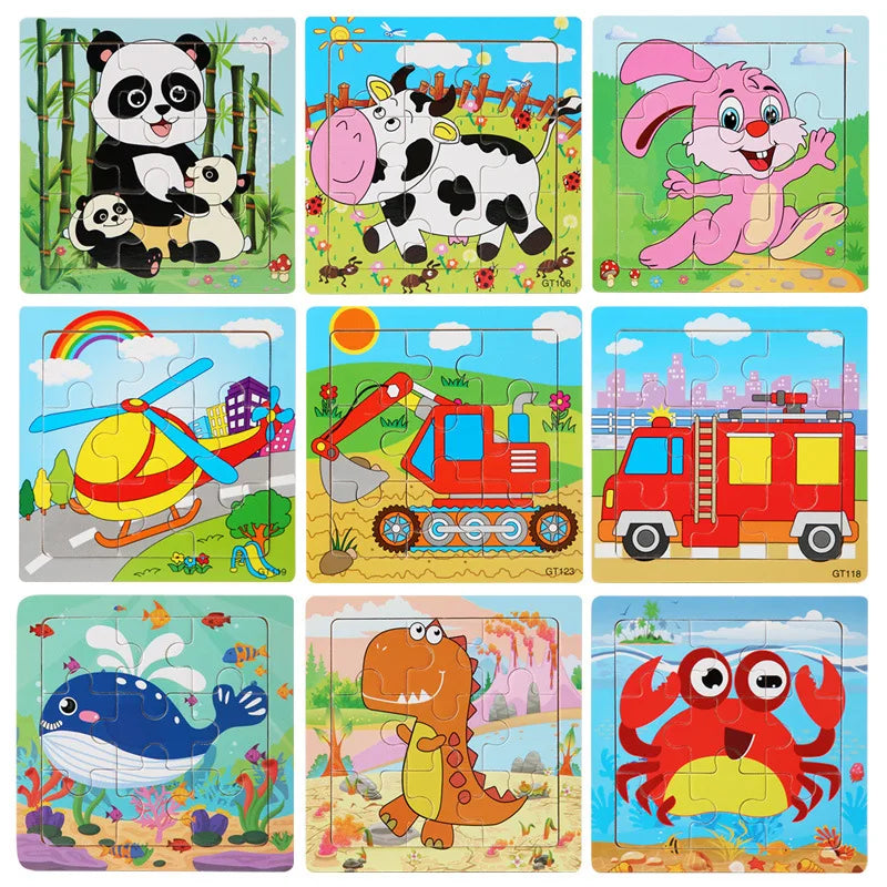 Wooden Puzzles for Kids Cartoon Animals