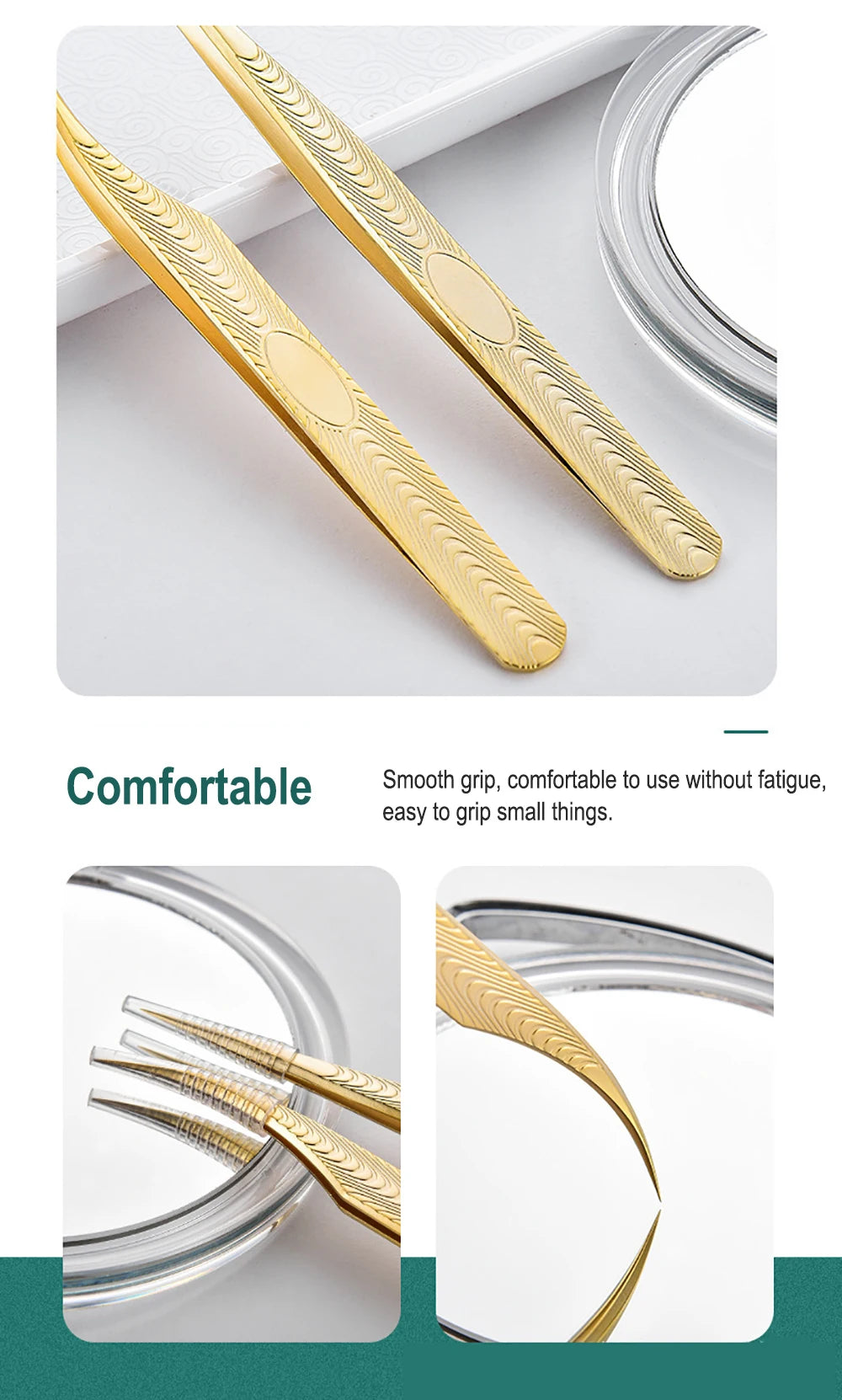 Tweezers Professional Golden Stainless Steel