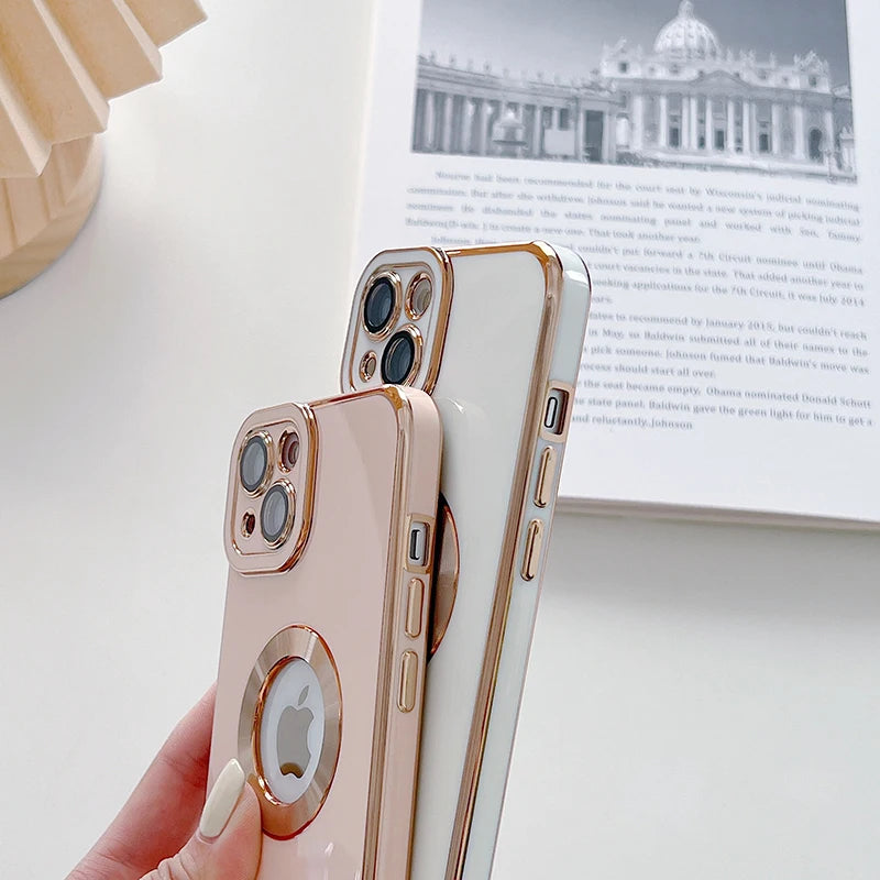 Luxury Plating Shockproof Case For iPhone 15 14 13 12 11 Pro Max Silicone Cover For Apple