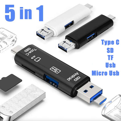 Usb 2.0 Type C/ Usb /Micro Usb /Tf/SD Memory Card Reader OTG Card Reader Adapter Mobile