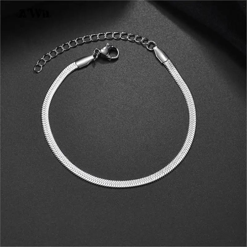 Awit Classic Snake Chain Bracelets for Women Trend Gold Plated Stainless Steel Cuban Chain Bracelet Trendy Woman Gifts Jewelry