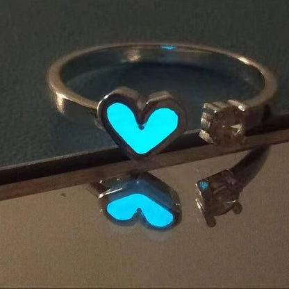 Fashion Love Heart Luminous Couple Ring For Women Men Glow In Dark Player 1/2 Gaming Ring Adjustable Finger Rings Jewelry Gift