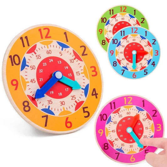 Kids Montessori Wooden Clock Toys Time Learning Teaching Aids Educational Toys For Children Primary School Clever Board Toy