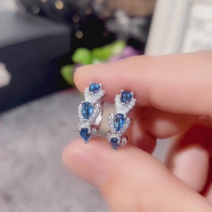 Huitan Luxury Trendy Blue Cubic Zirconia Hoop Earrings Wedding Party Elegant Accessories for Women Anniversary Gift New Jewelry